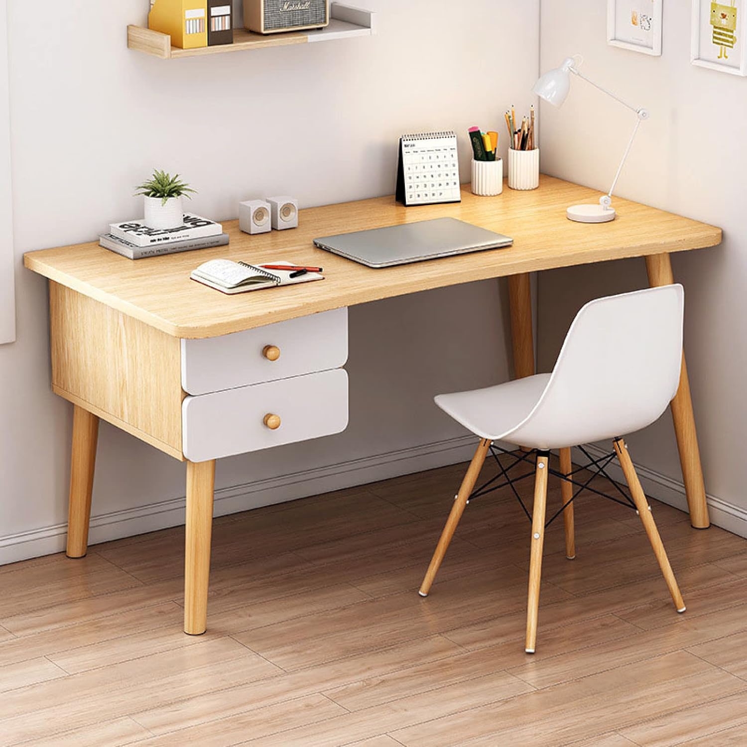 Compact Computer Workstation with Storage Drawers – Space-Saving Desk