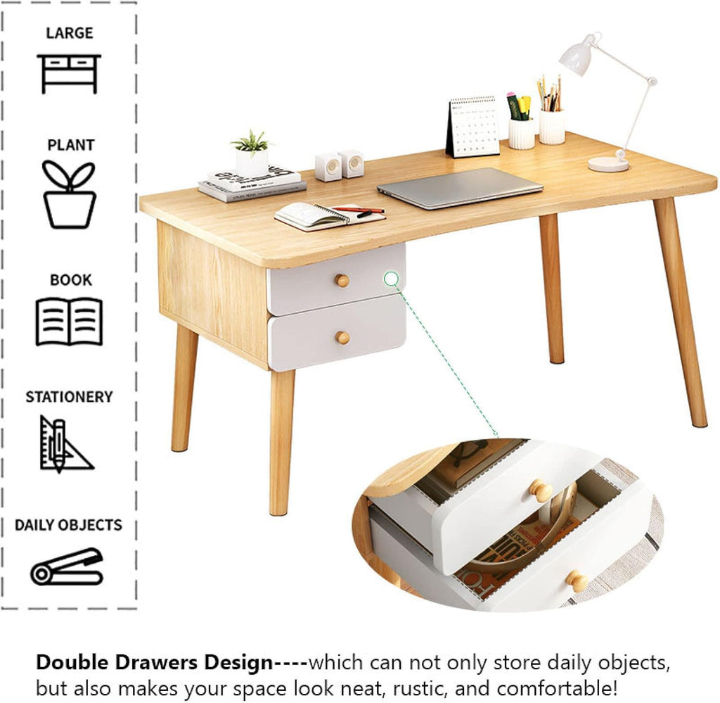 Compact Computer Workstation with Storage Drawers – Space-Saving Desk