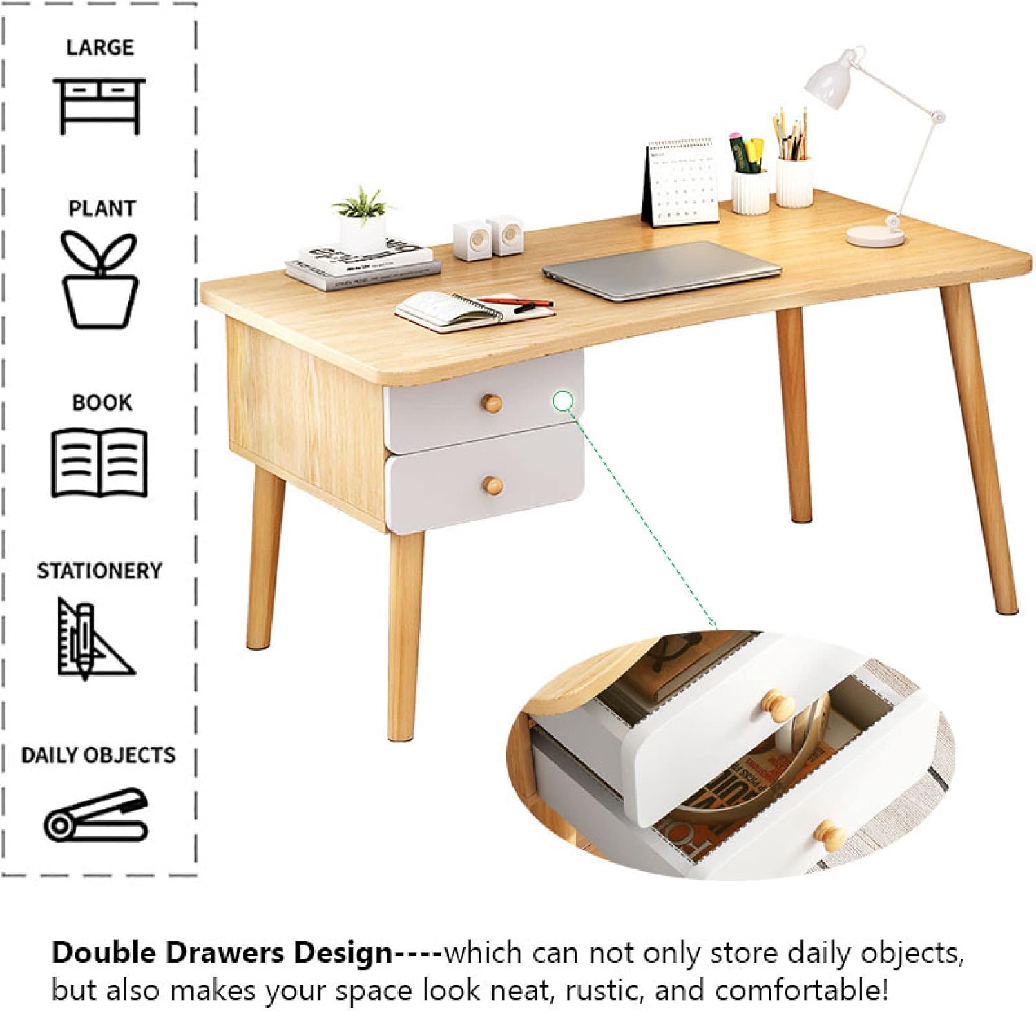 Compact Computer Workstation with Storage Drawers – Space-Saving Desk