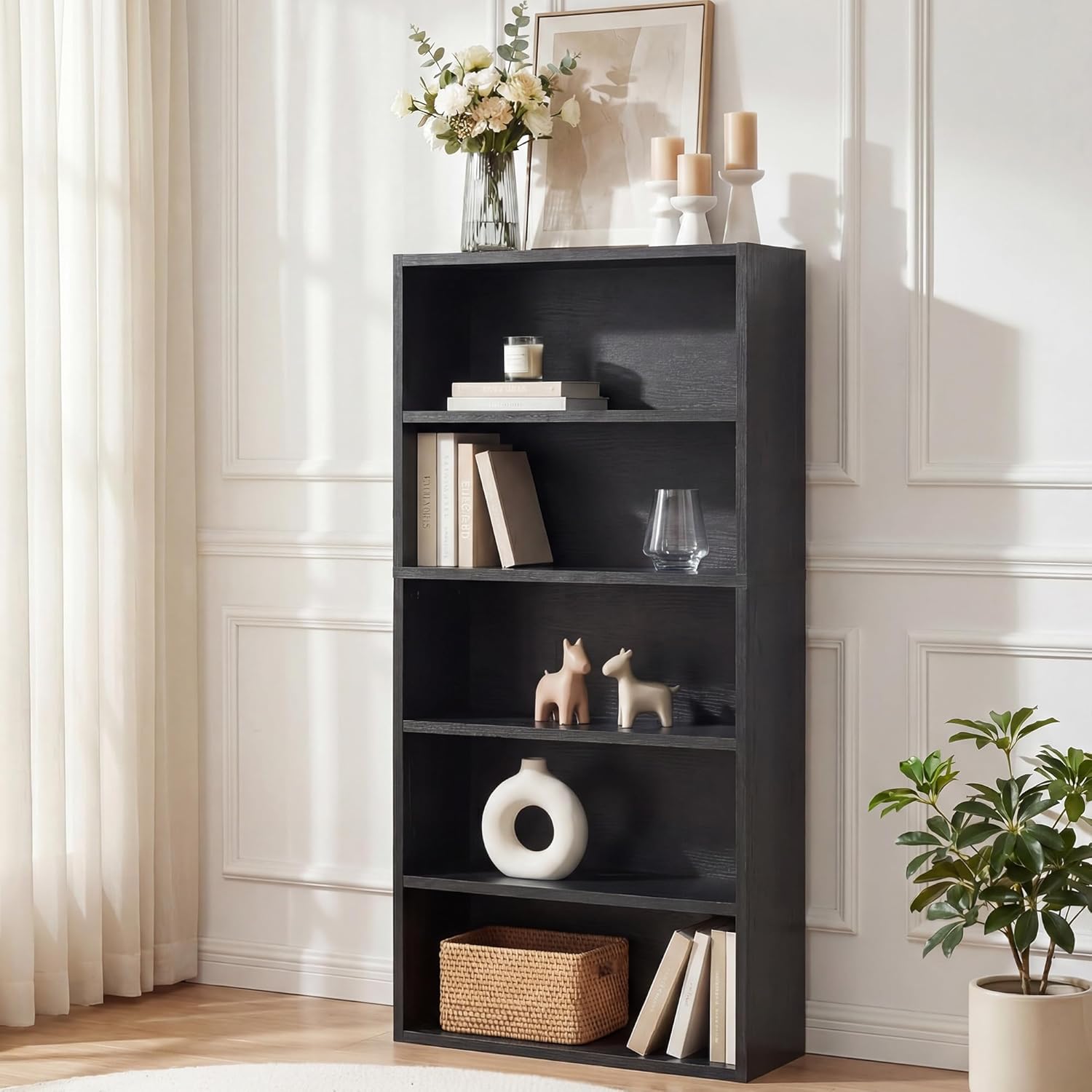 Adjustable Standing Bookshelf – Anti-Tip Storage Rack