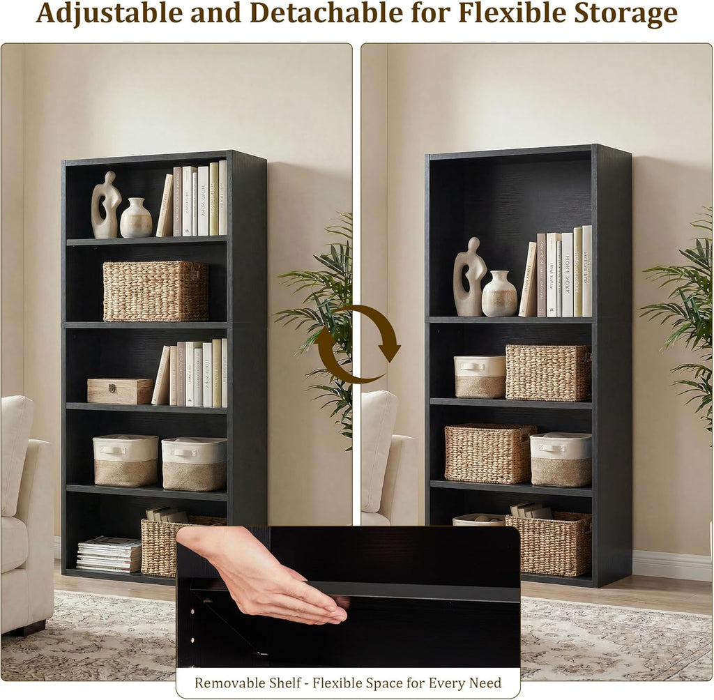 Adjustable Standing Bookshelf – Anti-Tip Storage Rack