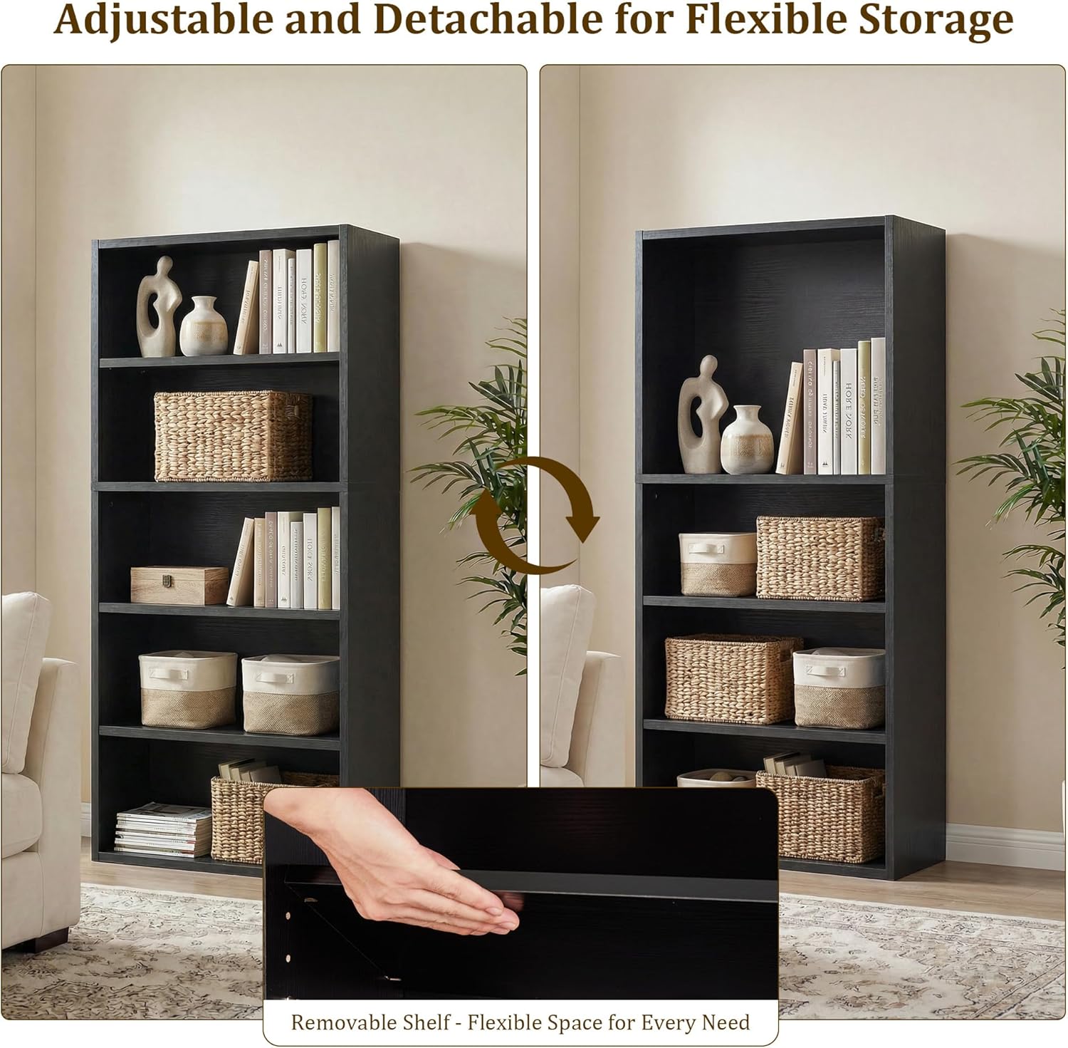 Adjustable Standing Bookshelf – Anti-Tip Storage Rack