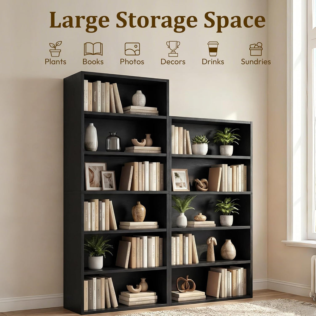 Adjustable Standing Bookshelf – Anti-Tip Storage Rack