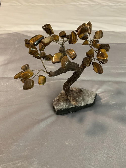 Tiger Eye Crystal Bonsai Tree Decor – Spiritual Home Ornament
